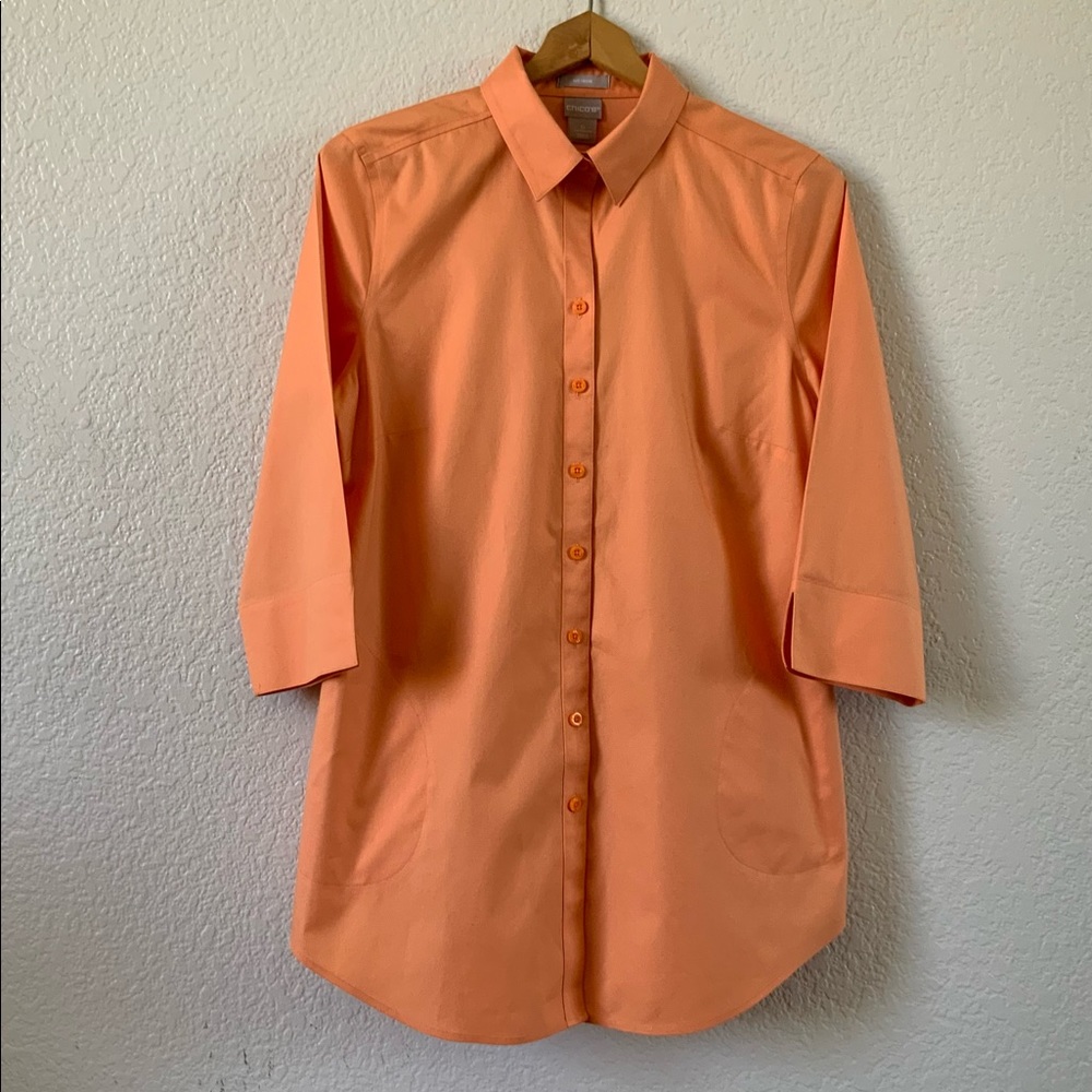 CHICOS No Iron Cotton Tunic, Sz 0 (4/S)